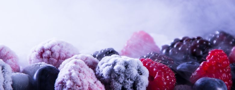 Frozen berries with frost